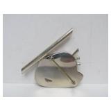 Great Looking Sculptural Modernist Sterling Silver & Botswana Agate Brooch
