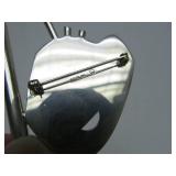 Great Looking Sculptural Modernist Sterling Silver & Botswana Agate Brooch