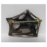 Mid Century Brutalist Bronze Brooch