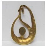 Beautiful Hand Hammered Gilt Sterling Modernist Pendant w/Opal