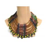 Large & Impressive Antique Kanyak Naga Necklace w/Trade Beads, Brass Bells & Shell