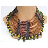 Large & Impressive Antique Kanyak Naga Necklace w/Trade Beads, Brass Bells & Shell