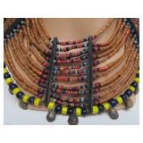 Large & Impressive Antique Kanyak Naga Necklace w/Trade Beads, Brass Bells & Shell