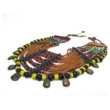 Large & Impressive Antique Kanyak Naga Necklace w/Trade Beads, Brass Bells & Shell