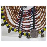 Large & Impressive Antique Kanyak Naga Necklace w/Trade Beads, Brass Bells & Shell