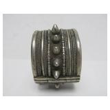 Large Round Old Vintage Spiked Middle Eastern Hinged Bracelet