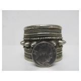 Large Round Old Vintage Spiked Middle Eastern Hinged Bracelet