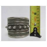 Large Round Old Vintage Spiked Middle Eastern Hinged Bracelet