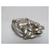 Large Vintage Sterling Silver Brooch w/Leaf Design