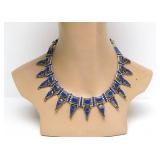 Very Nice Vintage Tibetan or Nepalese Lapis Necklace w/Ornate Metalwork