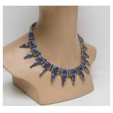 Very Nice Vintage Tibetan or Nepalese Lapis Necklace w/Ornate Metalwork