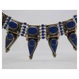 Very Nice Vintage Tibetan or Nepalese Lapis Necklace w/Ornate Metalwork
