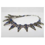 Very Nice Vintage Tibetan or Nepalese Lapis Necklace w/Ornate Metalwork