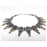 Very Nice Vintage Tibetan or Nepalese Lapis Necklace w/Ornate Metalwork