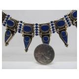 Very Nice Vintage Tibetan or Nepalese Lapis Necklace w/Ornate Metalwork