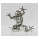 Vintage Stippled Sterling Silver Frog Brooch