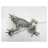 Vintage Stippled Sterling Silver Frog Brooch