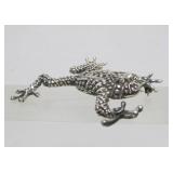 Vintage Stippled Sterling Silver Frog Brooch