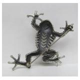 Vintage Stippled Sterling Silver Frog Brooch