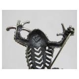 Vintage Stippled Sterling Silver Frog Brooch