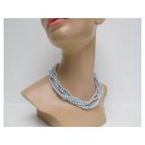 Unworn Multi-Strand Genuine Pearl Necklace w/Sterling Clasps