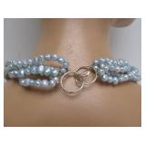 Unworn Multi-Strand Genuine Pearl Necklace w/Sterling Clasps
