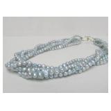 Unworn Multi-Strand Genuine Pearl Necklace w/Sterling Clasps