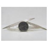 Large Brushed Solid Sterling Silver Brooch Pendant
