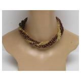 Beautiful Multi Strand Genuine Pearl & Citrine Pebble Necklace