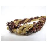 Beautiful Multi Strand Genuine Pearl & Citrine Pebble Necklace
