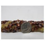 Beautiful Multi Strand Genuine Pearl & Citrine Pebble Necklace