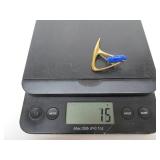 Beautiful Sculptural Modernist Brass Brooch w/Lapis