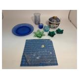 Lot of Blue Glass/Ceramic Items