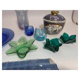 Lot of Blue Glass/Ceramic Items