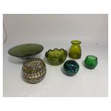 Lot of Green Glass Items