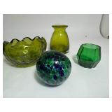 Lot of Green Glass Items