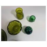 Lot of Green Glass Items