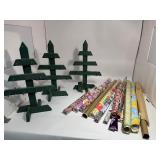 Wooden Christmas Trees & Wrapping Paper