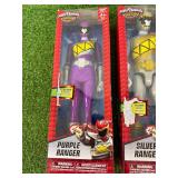Power Rangers Purple & Silver Rangers 12" Tall