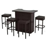 Outsunny Metal Rectangle Bar Height Outdoor Serving Bar Table - No Chairs