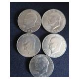 5 1972 EISENHOWERS DOLLAR COINS