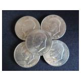 5 1972 EISENHOWERS DOLLAR COINS