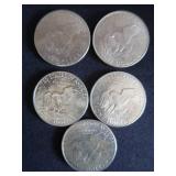 5 1972 EISENHOWERS DOLLAR COINS