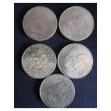 5 1972 EISENHOWERS DOLLAR COINS