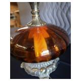 GORGEOUS VINTAGE AMBER GLASS LAMP