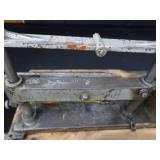 POWER HACK SAW ON HEAVY DUTY WOOD BENCH.