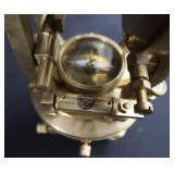 ANTIQUE SOLID BRASS THEODOLITE WITH ORIGINAL WOOD BOX