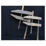 PAIR OF LARGE WOODEN HAND SCREW CLAMPS.