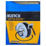 Klutch Auto-Rewind Air Hose Reel with 3/8in. x 50ft. Rubber Hose, 300 PSI Brand New with very minor scratches