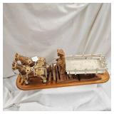 1952 Hand Carved Horses w/Hay Rack